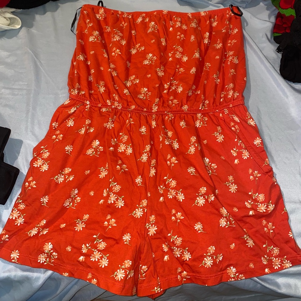 Orange Floral Romper